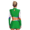 thumbnail image 2 of Aislor Femmes Manches Longues Bretelles Croisées Crop Tops & Jupe de Danse Uniforme de Cheerleading pour Adolescentes Vert P, 2 of 6