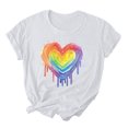 thumbnail image 1 of RKSTN Chemise de Fierté pour Femmes LGBT Coupe Ample Décontractée Tops Égalité Inspirante Été Mignon Cœur Imprimé Manches Courtes Col Rond Chemise de Fierté, 1 of 3