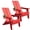 Red, variant on Adirondack Chairs Set of 2 ,Modern Folding Chair Plastic Outdoor Chaise with Cup Holder,for Patio Garden Yard Poolside