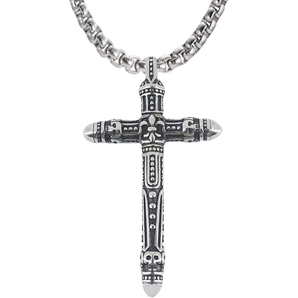 Men's Thick Necklace Large Chain Stainless Steel Thick Celtic Chain Vintage Pendant Cross Nordic Symbol Amulet Jewelry