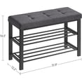 thumbnail image 2 of Boutique Home Shoe Bench with 3-Tier Shoe Rack, Padded Linen Seat and Metal Frame, Gray, 2 of 6