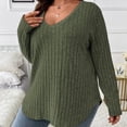 thumbnail image 2 of Besolor Plus Size Long Sleeve Tops for Women V Neck Pullover Sweaters Loose Dressy Curvy Hem Spring Fall Tunic Shirts, 2 of 7