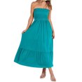 thumbnail image 2 of Gspmoly Robes pour Femmes Grande Taille, Robe d'Été pour Femmes Sans Bretelles Smockée Évasée en Ligne A Mode Bohème Plage Robe de Fête Longue Maxi avec Poches Robes de Cocktail Aubaines, 2 of 7