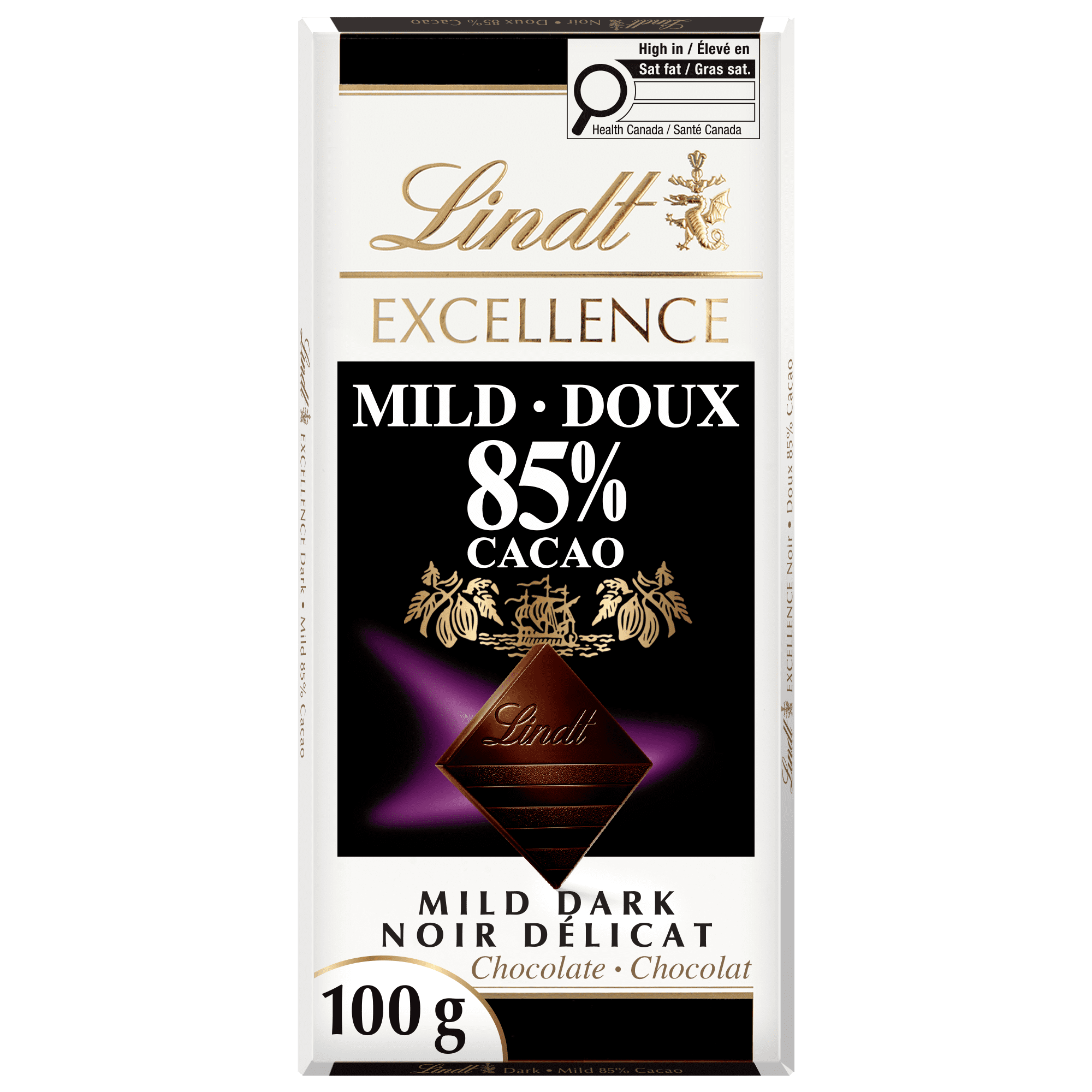 Lindt EXCELLENCE Mild 85 % Dark Chocolate Bar, 100g