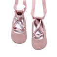 thumbnail image 4 of goowrom Kids Princess Shoes, Solid Color Soft Sole Footwear Walking Shoes with Ribbon for Spring Summer, Beige/Pink/Golden, 4 of 8