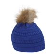 thumbnail image 2 of Gravity Threads Tuque à Pompons en Tricot Torsadé en Fausse Fourrure, Royal, 2 of 2