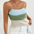 thumbnail image 4 of Yuyuzo Camisole Tops for Women Spaghetti Strap Tank Tops Ribbed Knit Cami Shirts Sleeveless Basic Top Color Block, 4 of 7