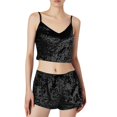 thumbnail image 1 of 2025 Ensembles de Pyjama pour Femmes Velours pour Femmes 2 Short de Pyjama pour Femmes Pièces Combinaison Tenue Sans Manches Pyjamas pour Femmes Haut Court Camisole + Dames, 1 of 8