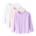 thumbnail image 2 of YUNAFFT Unisex Kids Layering T-shirts Long Sleeve Round Neck Lightweight Basic Solid Color Pack of 3 Essential Everyday Style, 2 of 9