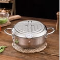 thumbnail image 3 of Japanese Deep Fryer Pot with Thermometer & Lid, 201/304 Stainless Steel Tempura Fryer with Oil Draining Rack, 3 of 7