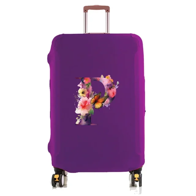 Travel Luggage Cover Baggage Suitcase Protector Washable Reusable Dustproof Scratch-proof Suitcase Cover Butterfly Print Pattern 8butterfly letter P S