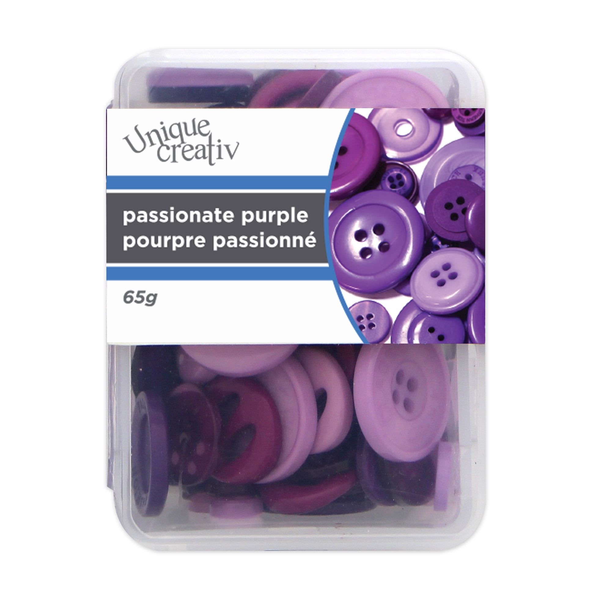 Buttonアソート UNIQUE CREATIV Box of Buttons, Purple Tone, 65 g (2.3 oz) - 65g