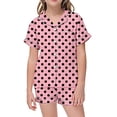 thumbnail image 4 of MIASHUI Ensemble de Pyjama 2 Pcs pour Garçons et Filles à Pois Boutonné, Rose, 8-9 Ans, 4 of 4