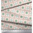 thumbnail image 2 of Soimoi White Japan Crepe Satin Fabric Mandala Geometric Print Fabric by Yard 42 Inch Wide, 2 of 5