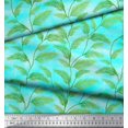 thumbnail image 3 of Soimoi Blue Poly Georgette Fabric Pine Leaves Printed Craft Fabric by the Yard 42 Inch Wide, 3 of 3
