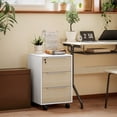 thumbnail image 2 of HOMCOM Vertical Filing Cabinet with Lock, 3 Drawer File Cabinet, Oak, 2 of 10