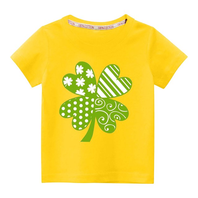 MeetoTime T-shirt Uni à Col Rond pour Tout-Petits Enfants Imprimé Fête de la Saint-Patrick Manches Courtes pour Garçons Filles