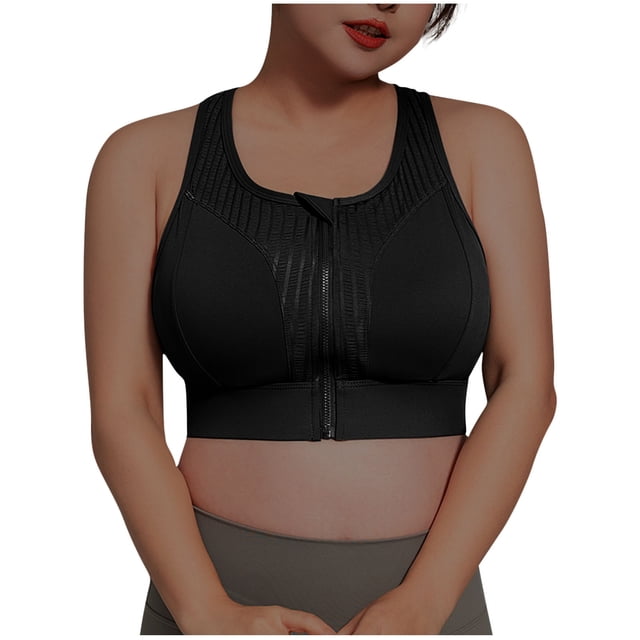 Timegard Sports for Women Plus Size High Impact Front Zipper Full-Coverage Racerback Breathable Bras