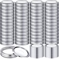 thumbnail image 1 of 100 Pieces Canning Jar Lids and Bands Set Split-type Lids with Silicone Seals Rings Leak Proof and Secure Canning Jar Caps (70mm, Silver, Bands + Lids), 1 of 7