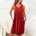 thumbnail image 3 of Dvkptbk Robe d'Été de Plage pour Femme 2024 Décontractée à Col Rond à Manches Courtes Robe Débardeur Mini Robes Fluide à Volants Boho Robe Soleil avec Poches P-2TG, 3 of 8