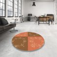 thumbnail image 4 of Ahgly Company Tapis Rond Lavable en Machine Intérieur Transitionnel Acajou Brun, 4 Pieds Rond, 4 of 7