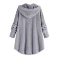 thumbnail image 2 of Womens Cardigan Plus Size Button Plush Tops Hooded Loose Cardigan Wool Coat Winter Jacket Navy Xl, 2 of 5