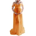 thumbnail image 3 of thinsony Robe de Maternité pour Photographie, Épaules Dénudées, Robe Longue en Mousseline, devant Maxi, Grossesse, Longues Robes pour Femmes, Accessoire de Séance Photo, Prise de Vue, Jaune G, 3 of 8