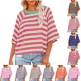 thumbnail image 1 of QIPOPIQ T-Shirts Décontractés pour Femmes à Manches 3/4, Coupe Ample, Col Rond, Jolies Tuniques, Hauts Basiques, T-Shirts, Chemisiers, Liquidation, 1 of 5