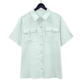 thumbnail image 2 of Timegard Cotton Linen Tops for Women Short Sleeve Button down Shirts Solid Color Casual Tops with Pockets, 2 of 7
