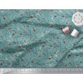 thumbnail image 2 of Soimoi Blue Rayon Fabric Branch,Dot & American Robin Bird Print Sewing Fabric BTY 56 Inch Wide, 2 of 5