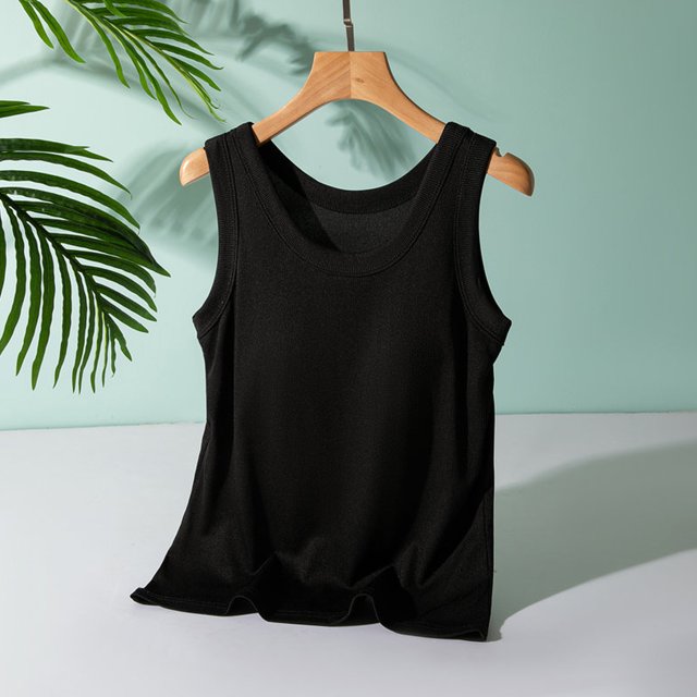 UPPADA Womens Crewneck Tank Tops Summer Sleeveless Scoop Neck Tees Solid Color Basic Slim Fitted Cami Shirts Womens Tank Tops Camisole Top Built In Bra Adjustable Straps,Clearance on sale