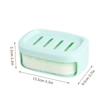 Agiferg Suction Cup Wall-mounted Soap Box Bathroom Double Soap Rack With Sponge Cleaning Soap Box Household Soap Rack