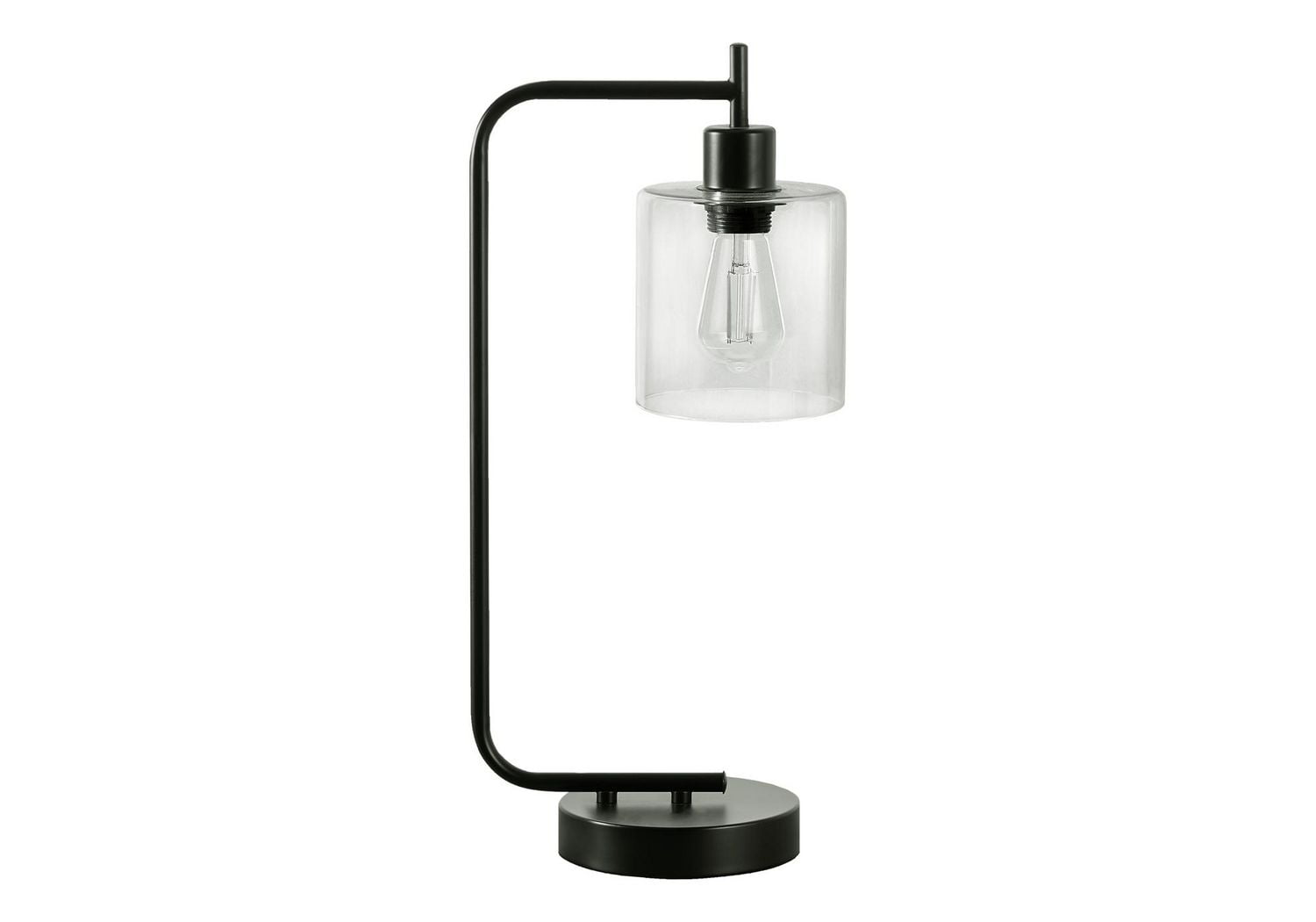 Monarch Specialties  Luminaire, 20"h, Lampe De Table, Port Usb Inclus, Béton Noir, Ombre De Verre, Moderne
