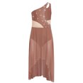 thumbnail image 3 of Moggemol Robe de Danse Ballet Lyrique pour Filles une Épaule Sans Manches Découpe Haute Basse Robe en Maille Fluide Danse Rose Poussiéreux 8, 3 of 7