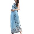 thumbnail image 2 of HKEJIAOI Robes Décontractées pour Femmes Offres Liquidation Robe d'Anniversaire Mode Femmes Décontractée Imprimé Harter Sans Manches Taille à Nouer Longue Robe Bleu, 2 of 9