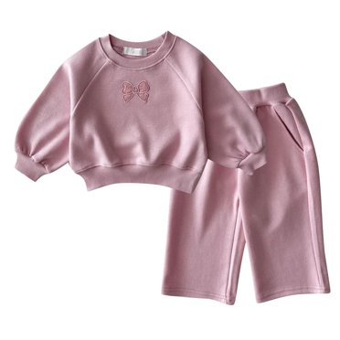 cfhntfmh Toddler Baby Girl Clothes Fall Outfits Solid Long Sleeve Sweatshirt Tops Pants Set 2 Piece Tracksuit Sets