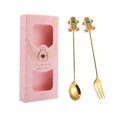 thumbnail image 1 of Stainless Steel Dessert Spoons Forks Tea Spoons Stainless Steel Christmas Spoons gingerbread pink, 1 of 9