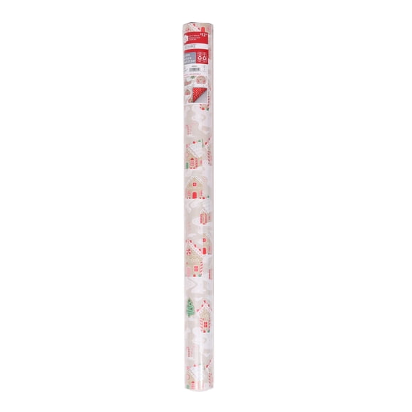 Papier cadeau de Noël maisons et pois Holiday Time, largeur 30 po