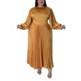 thumbnail image 4 of LUXUR Robe Maxi Femme Col Rond Robes Couleur Unie Décontractée Ample Manches Longues Or 2TG, 4 of 7