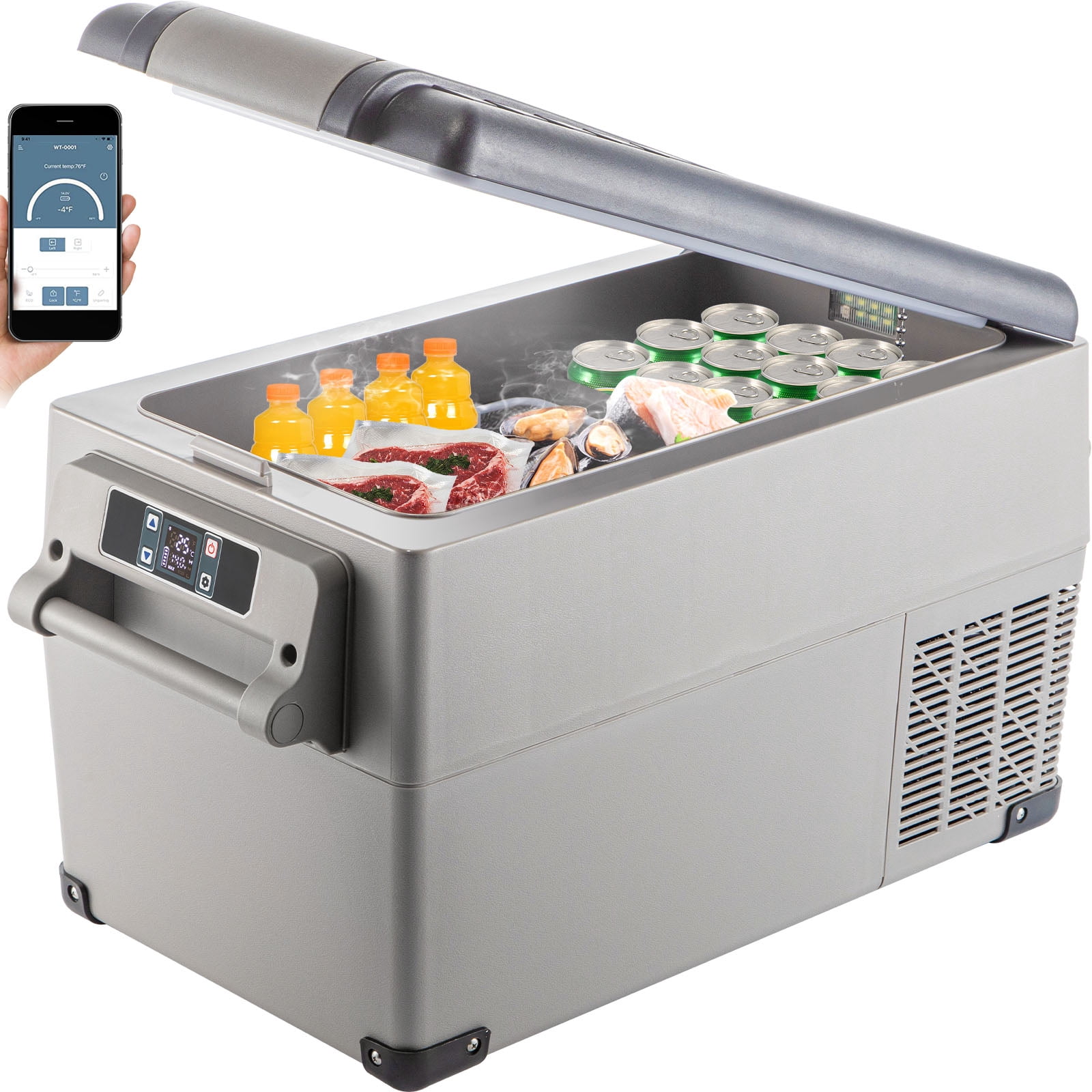 VEVOR 37 Quart(35L) Portable Refrigerator Electric Car Freezer Anti-Shake Car Cooler Refrigerator Compact RV Fridge 12/24V DC & 110-240V AC Vehicle Car Truck Boat Mini Electric Freezer