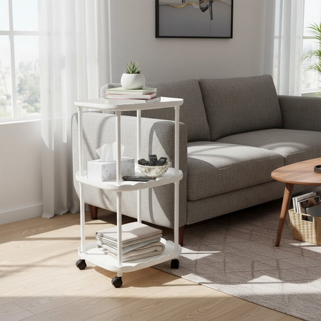 Fwttom Small Plastic Furn Iture, Mini Table Easy Small Apartment Bedside Table Small Table
