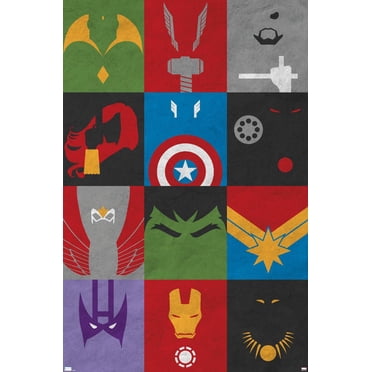 Marvel Comics - Avengers - Minimalist Grid Wall Poster, 14.725" x 22.375"
