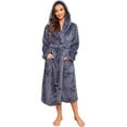 thumbnail image 1 of HEARTNICE Womens Hooded Fleece Robe, Long Fluffy Thick Warm Plush Bathrobe,(Dark Grey,L-XL), 1 of 6