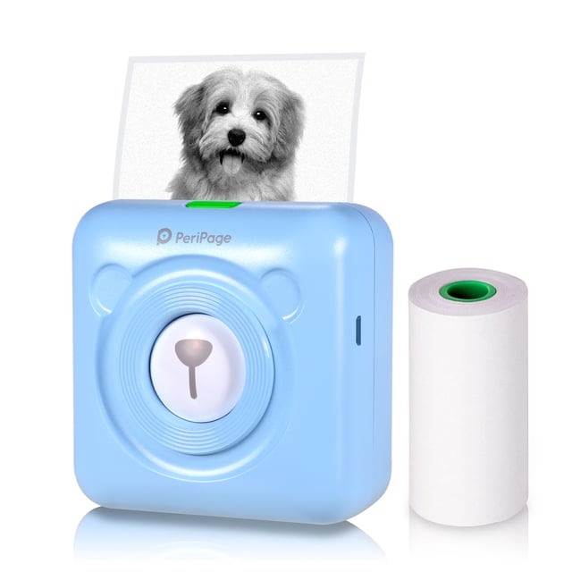 Riwcyla PeriPage Pocket All,in,One Thermal Printer Wireless Picture Photo Label Memo Receipt Paper Printer AR Photo Function with USB Cable Support for Android iOS Smartphone Windows