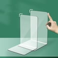 thumbnail image 3 of Thickened Transparent Acrylic L Shaped Bookend for Sturdy Desk Book Storage and Display Support Holder Organizer, 3 of 6