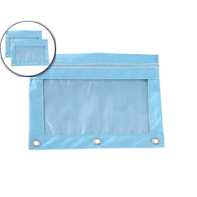 Dvruxg 2 Pcs Trousse à Crayons, Trousse à Crayons Trois Trous Fermeture Éclair Simple Sac de Rangement Transparent en PVC, Grande Capacité Trousse à Crayons avec Fermeture Éclair Classeur Transparent