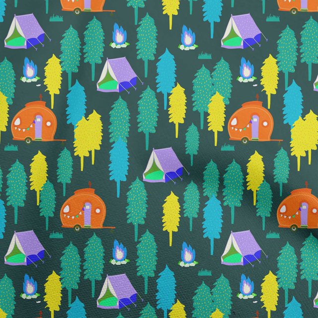 oneOone Popeline de Coton Vert Sarcelle Tissu Matière de Robe de Camping Tissu Imprimé Tissu au Mètre 42 Pouces de Large