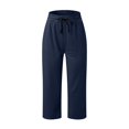 thumbnail image 4 of NECHOLOGY Women's Plus Size Yoga Capri Pants, Loose Soft Drawstring with Pockets, Navy, Size XL, 4 of 5