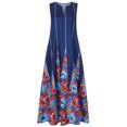 thumbnail image 2 of zanvin Robes d'Invitée de Mariage pour Femmes, Robe Longue Sans Manches Ample à Col en V Imprimée de Style Rétro pour Femmes, 2 of 5