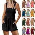 thumbnail image 1 of QATAINLAV Combinaison Courte Décontractée d'Été pour Femme à Smocks, Col Carré, Sans Manches, Ample, Plissée, Taille Élastique, Short une-Pièce avec Poches, Rouge Melon D\'eau, S, Soldes Aujourd'hui, 1 of 5